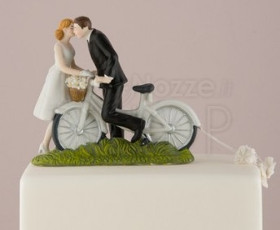 Cake topper sposi in bicicletta