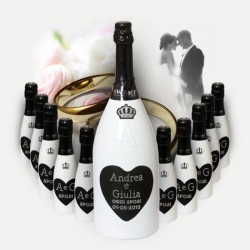 Bottiglia di prosecco da 6 litri mathusalem e 200 bomboniere con Swarovski Elements