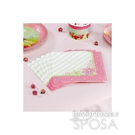 Tovaglioli di carta con fiori rosa 20 pezzi - LeMieNozze SHOP