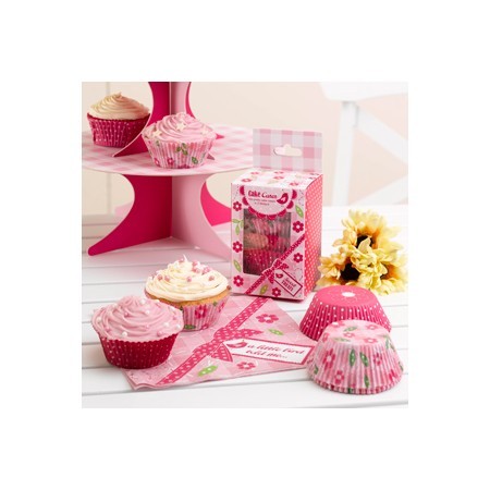 Pirottini cupcake con fiorellini rosa 100 pezzi - LeMieNozze SHOP