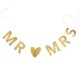 Striscione con scritta "Mr & Mrs" oro