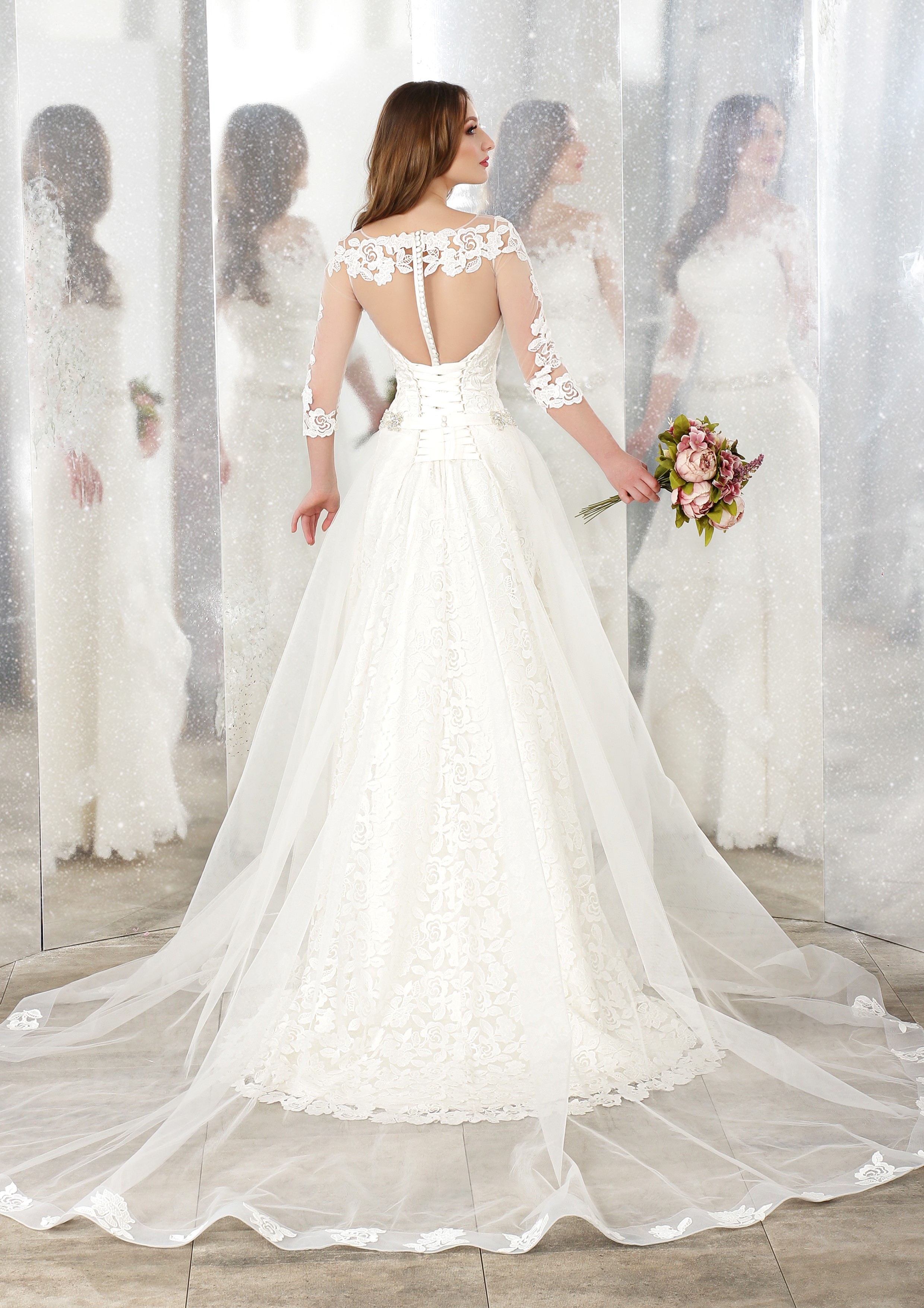 Abo Da Sposa Floreale Ricamato Colorato Fiori Scollo A V Backless A Line Abi Da Sposa Rustici Robe De Mariee 2025 Personalizzato - Foto 9