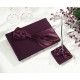 Set guestbook con penna e fiocco di colore prugna