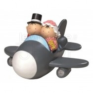 Cake topper salvadanaio sposi in aereo