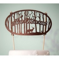 Cake topper in legno con scritta Just Married 