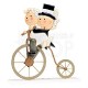 Cake topper sposi in bici antica