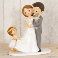 Cake topper sposi con bimba