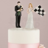 Cake topper sposi con bandiera foto finish