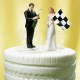 Cake topper sposi con bandiera foto finish