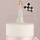 Cake topper sposi con bandiera foto finish