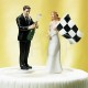 Cake topper sposi con bandiera foto finish