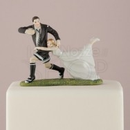 Cake topper sposi che giocano a rugby