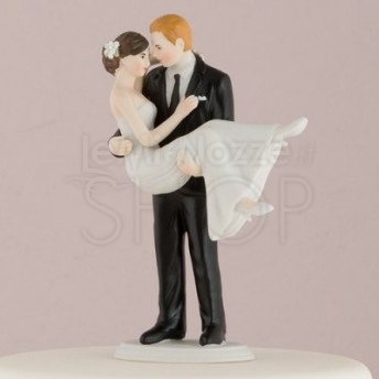 P&D Cake Topper Sposa con Velo in Braccio Bianco e Nero 