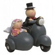 Cake topper sposi in sidecar