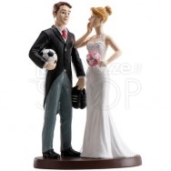 Cake topper sposi con il pallone da calcio