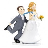Cake topper sposi con sposo trascinato dalla cravatta