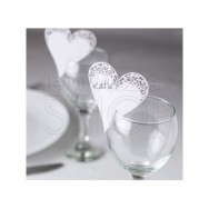 10 Segnaposto da Bicchiere in Carta Graphic Heart White