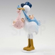 Cake topper cicogna gemelli maschio e femmina