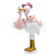 Cake topper cicogna gemelle femmine