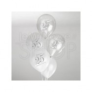 Palloncini 25° anniversario bianco e argento 8 pezzi