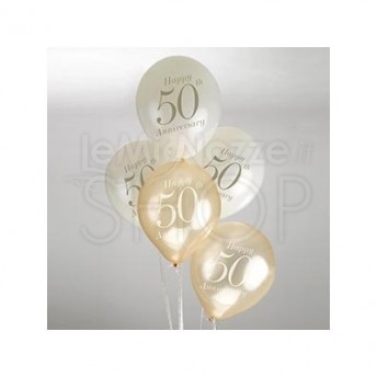 Palloncini Per Anniversario 50 Anni Di Matrimonio Avorio E Oro 8 Pezzi