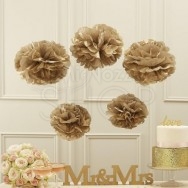 Allestimento pom poms metallic gold 5 pezzi