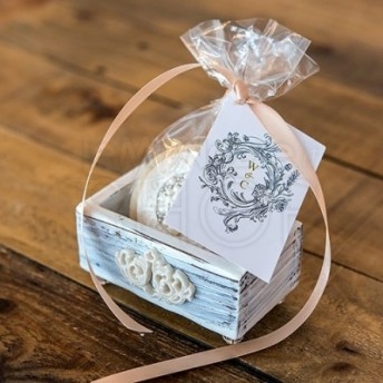 Trade Shop - Scatolina Scatola 9x6x6cm Timone Shabby Stile Marino