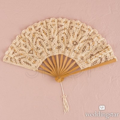 Ventaglio Pieghevole Con Ricamo Pizzo - Per Matrimoni E Eventi 50x27 Cm - Foto 7