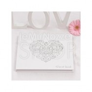 Guestbook vintage con cuore argento