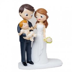 Cake topper sposi con neonato