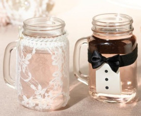 Decorazioni sposa e sposo per boccali di birra