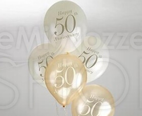 Palloncini 50° anniversario avorio e oro 8 pezzi