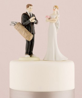 Cake topper sposi con sacca da golf 