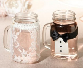 Decorazioni sposa e sposo per boccali di birra