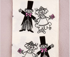 Fazzolettini con disegno degli sposi 
