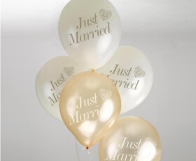 Palloncini Just Married avorio e oro