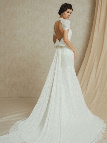 Abito da sposa a sirena con fiocco staccabile Mod. Maria Alice