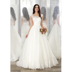 Abito da sposa classico con coprispalle rimovibile Mod. Adina