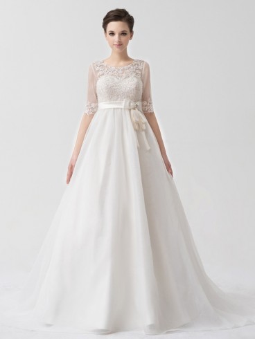 Abito da sposa classico con coprispalle rimovibile Mod. Aida