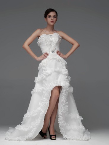 Abito da sposa corto con strascico Mod. Brigitta